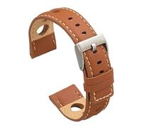 Diloy Bracelet en cuir de veau perforé style rallye racing - Design sportif pour montre - Tailles 20mm 22mm 24mm - Noir, marron, bordeaux ou bleu marine P355 Brun Clair 24mm