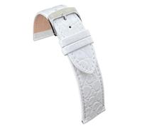 Diloy Bracelet en cuir pour montre classique - Cuir de vache avec motif crocodile à écailles rondes - Plat, style classique, boucle en acier - Tailles 12mm 14mm 16mm 18mm 20mm 22mm P209 Blanc 12mm