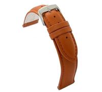 Diloy Bracelet en cuir pour montre classique - Cuir de vache lisse cousu, bombé, boucle en acier - Tailles 8mm, 10mm, 12mm, 14mm, 16mm, 18mm, 19mm, 20mm, 22mm, 24mm 302 Brun Clair 20mm