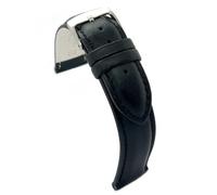 Diloy Bracelet en cuir pour montre classique - Cuir de vache lisse cousu, bombé, boucle en acier - Tailles 8mm, 10mm, 12mm, 14mm, 16mm, 18mm, 19mm, 20mm, 22mm, 24mm 302 Noir 14mm