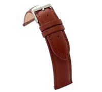 Diloy Bracelet en cuir pour montre classique - Cuir de vache lisse cousu, bombé, boucle en acier - Tailles 8mm, 10mm, 12mm, 14mm, 16mm, 18mm, 19mm, 20mm, 22mm, 24mm 302 Brun Intermédiaire 18mm