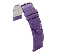 Diloy Bracelet en cuir pour montre classique - Cuir de vache lisse cousu, plat, boucle en acier - Tailles 12mm, 14mm, 16mm, 18mm, 20mm 304 Violette 18mm