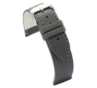 Diloy Bracelet en cuir pour montre classique - Cuir de vache lisse cousu, plat, boucle en acier - Tailles 12mm, 14mm, 16mm, 18mm, 20mm 304 Gris 12mm