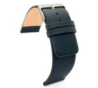 Diloy Bracelet en cuir pour montre classique - Cuir de vache lisse sans couture, style minimaliste - Tailles 18mm, 20mm, 22mm, 24mm, 26mm, 28mm, 30mm 327 Bleu Marine 18mm