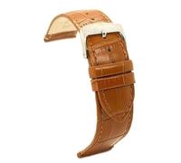Diloy Bracelet montre classique cuir gravé crocodile écailles carrées confortable - Boucle acier inoxydable - Tailles 12mm 14mm 16mm 18mm 20mm 22mm 402 Brun Clair 16mm