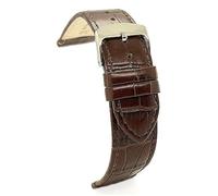 Diloy Bracelet montre classique cuir gravé crocodile écailles carrées confortable - Boucle acier inoxydable - Tailles 12mm 14mm 16mm 18mm 20mm 22mm 402 Marron Foncé 14mm