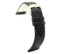 Diloy Bracelet montre classique cuir gravé lézard confortable - Boucle acier inoxydable - Tailles 12mm 14mm 16mm 18mm 20mm 22mm 407 Noir 16mm