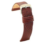 Diloy Bracelet montre classique cuir gravé lézard confortable - Boucle acier inoxydable - Tailles 12mm 14mm 16mm 18mm 20mm 22mm 407 Brun Intermédiaire 16mm