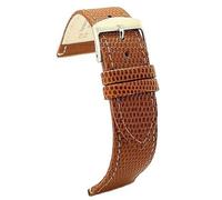 Diloy Bracelet montre classique cuir gravé lézard confortable - Boucle acier inoxydable - Tailles 12mm 14mm 16mm 18mm 20mm 22mm 407 Brun Clair 18mm