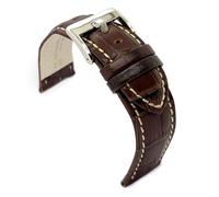 Diloy Bracelet montre cuir gravé crocodile écaille carrée bombé sport - Tailles 14mm 16mm 18mm 20mm 22mm 24mm 26mm 28mm 30mm - Élégant et robuste 368 Marron y Blanco 26mm