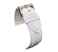 Diloy Bracelet montre cuir gravé crocodile écaille carrée bombé sport - Tailles 14mm 16mm 18mm 20mm 22mm 24mm 26mm 28mm 30mm - Élégant et robuste 368 Blanc 26mm