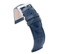 Diloy Bracelet montre cuir gravé crocodile écaille carrée bombé sport - Tailles 14mm 16mm 18mm 20mm 22mm 24mm 26mm 28mm 30mm - Élégant et robuste 368 Bleu Marine 30mm