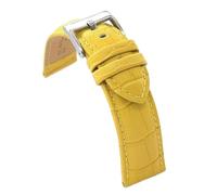 Diloy Bracelet montre cuir gravé crocodile écaille carrée bombé sport - Tailles 14mm 16mm 18mm 20mm 22mm 24mm 26mm 28mm 30mm - Élégant et robuste 368 Jaune 30mm