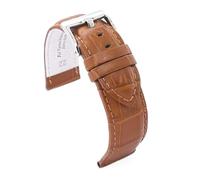 Diloy Bracelet montre cuir gravé crocodile écaille carrée bombé sport - Tailles 14mm 16mm 18mm 20mm 22mm 24mm 26mm 28mm 30mm - Élégant et robuste 368 Brun Clair 18mm