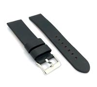 Diloy Bracelet montre cuir veau ciré style vintage sans couture épais - Pour montre sportive - Tailles 18mm 20mm 22mm 24mm 26mm - Marron ou noir - Résistant 383 Noir 22mm