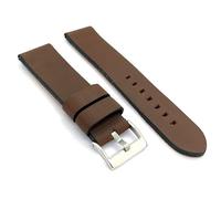 Diloy Bracelet montre cuir veau ciré style vintage sans couture épais - Pour montre sportive - Tailles 18mm 20mm 22mm 24mm 26mm - Marron ou noir - Résistant 383 Marron Foncé 20mm