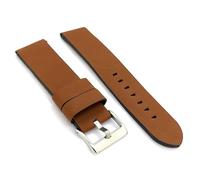 Diloy Bracelet montre cuir veau ciré style vintage sans couture épais - Pour montre sportive - Tailles 18mm 20mm 22mm 24mm 26mm - Marron ou noir - Résistant 383 Brun Clair 18mm