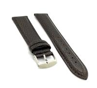 Diloy Bracelet montre cuir veau gravé buffle bombé extra long XL - Pour montre classique - Tailles 12mm 14mm 16mm 18mm 20mm - Poignets larges - Élégant 131EL Marron Foncé 18mm