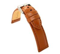 Diloy Bracelet montre cuir veau lisse sportif bombé couture ton sur ton - Tailles 14mm 16mm 18mm 20mm 22mm 24mm - Élégant et résistant 363 Brun Clair 20mm