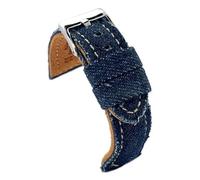 Diloy Bracelet montre denim jean matelassé - Style vintage décontracté - Doublure cuir - Noir bleu beige vert - Tailles 18mm 20mm 22mm 24mm 389 Bleu Marine 20mm
