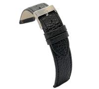 Diloy Bracelet Montre en Cuir de Veau Grain Bison - Style Classique, Boucle Acier - Pour Montres Habillées - Tailles 12mm, 14mm, 16mm, 18mm, 20mm, 22mm P178 Noir 20mm