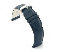 Diloy Bracelet Montre en Cuir de Veau Grain Bison - Style Classique Rembourré, Boucle Acier - Tailles 12mm, 14mm, 16mm, 18mm, 20mm, 22mm, 24mm P205 Bleu Marine 12mm