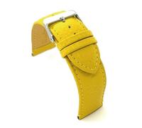 Diloy Bracelet Montre en Cuir de Veau Grain Bison - Style Classique Rembourré, Boucle Acier - Tailles 12mm, 14mm, 16mm, 18mm, 20mm, 22mm, 24mm P205 Jaune 16mm