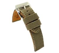 Diloy Bracelet montre tissu jean denim effiloché doublure cuir plat sportif - Tailles 18mm 20mm 22mm 24mm 390 Vert Militaire 22mm