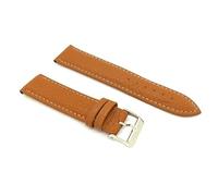 Diloy Bracelet montre XL cuir veau gravure taureau bombé couture blanche longueur spéciale tailles 12mm 14mm 16mm 18mm 20mm 22mm 24mm P206EL Brun Clair 22mm