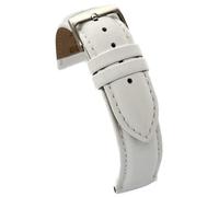 Diloy Bracelet XL en cuir pour montre classique cuir de vache lisse cousu bombé longueur spéciale tailles 10mm 12mm 14mm 16mm 18mm 20mm 22mm 24mm 26mm 28mm 30mm 302EL Blanc 28mm