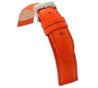 Diloy Bracelet XL en cuir pour montre classique cuir de vache lisse cousu bombé longueur spéciale tailles 10mm 12mm 14mm 16mm 18mm 20mm 22mm 24mm 26mm 28mm 30mm 302EL Orange 14mm