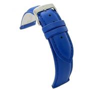 Diloy Bracelet XL en cuir pour montre classique cuir de vache lisse cousu bombé longueur spéciale tailles 10mm 12mm 14mm 16mm 18mm 20mm 22mm 24mm 26mm 28mm 30mm 302EL Bleu 24mm