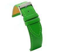 Diloy Bracelet XL en cuir pour montre classique cuir de vache lisse cousu plat longueur spéciale tailles 12mm 14mm 16mm 18mm 20mm 304EL Vert 14mm