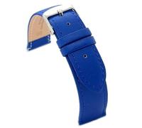 Diloy Bracelet XL en cuir pour montre classique cuir de vache lisse cousu plat longueur spéciale tailles 12mm 14mm 16mm 18mm 20mm 304EL Bleu 20mm