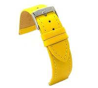 Diloy Bracelet XL en cuir pour montre classique cuir de vache lisse cousu plat longueur spéciale tailles 12mm 14mm 16mm 18mm 20mm 304EL Jaune 20mm