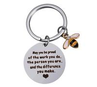 DILUSILK 1 porte-clés abeille pour femme, homme, fille, fils, abeille, cadeau de départ d'un collègue, cadeau d'adieu, cadeau de remise de diplôme pour la famille, les amis, acier inoxydable, 1