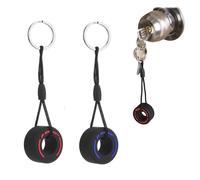 DILUSILK Lot de 2 mini porte-clés en forme de pneu F1 Racing - Tendance - En caoutchouc ultra doux - Simulation de dessin animé - Petit porte-clés pour décoration de voiture - Pour homme et femme,