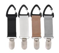 DILUSILK Lot de 4 pinces à chapeau pour chapeau de voyage, accessoires de voyage légers pour sacs de voyage, sacs à dos, sacs à main, accessoires de voyage en plein air, Gris, noir, blanc, kaki,