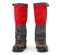 Dilwe 1 Paire de guêtres de Jambe d'extérieur Guêtres de Bottes de Neige Coupe-Vent imperméables pour la randonnée, la Marche, la randonnée, Le Camping, l'escalade, la Chasse, la pêche(Rouge)