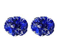 Dilwe 1 Paire Pom-Pom Girl Cheerleading Pompons en Plastique Aérobic Main Boule de Fleurs pour Compétition de Sport Scolaire 8 Couleurs aux Choix(Bleu+Argent)