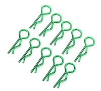 Dilwe 10 Pièces Clips de Carrosserie RC, 8,3 Mm R Clips Clip de Coque de Voiture RC Clip de Carrosserie en Métal en Forme de R Broches pour 1/5 1/6 1/8 1/10 Voiture RC(Vert)