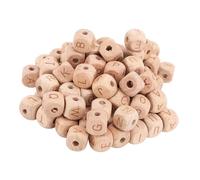 Dilwe 26 Perles en Bois Alphabet ABC Lettre en Bois Cubes en des Perles Carrées de 12 Mm pour Les Bijoux Faisant des Bricolages avec du de Hêtre