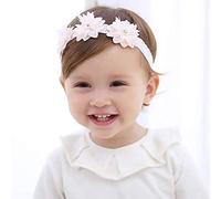 Dilwe 3 Pièces Bandeaux élastiques pour bébé Fille, Accessoires pour Nœuds de Cheveux pour Nourrissons Filles, Tour de Tête 38-50 Cm, Matériau en Tissu Léger dans des Couleurs Vives (Couleur assortie)