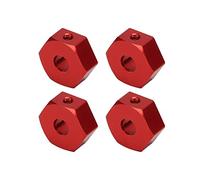 Dilwe 4 Pièces 1/10 RC Moyeux Hexagonaux de Roue, Moyeu D'entraînement Hexagonal de Roue en Alliage D'aluminium de 14 Mm avec Vis de Réglage et clé, pour AMMRA Big Rock Typhon Senton (Rouge)