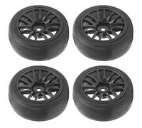 Dilwe 4 Pneus RC Slick, Roues en Caoutchouc avec Cadre de Roue en Plastique et Doublure en éponge pour Camion télécommandé WPL D12 à L'échelle 1/10, Diamètre 65 Mm