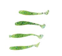 Dilwe 50 Pièces Leurres de Pêche en Plastique Souple de 5 Cm, Appâts pour vers de vers à Queue en T, avec Action de Nage Réaliste, pour la Pêche en Eau Douce et en Eau Salée (BLUE)