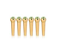 Dilwe 6pcs Chevilles Pont de Guitare Acoustique, goupilles de chevalet Laiton avec Beau Cristal Verre (Vert)