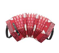 Dilwe Accordéon Concertina, 20 Boutons 20,5 X 23,5 Cm ABS Portable avec Sangles Réglables, Instrument de Musique Léger pour Débutants (rouge)