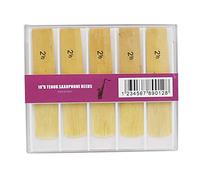 Dilwe Anches en Bambou 10 Pièces, Force 2.5, Accessoires de Remplacement pour Saxophone Alto BB, avec Boîte de Rangement Transparente