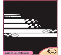 Dilwe Autocollant côté voiture 5 pièces Car Autocollant Auto Body Racing Sports décalcomanies Universal Car moto coffret Noir Blanc